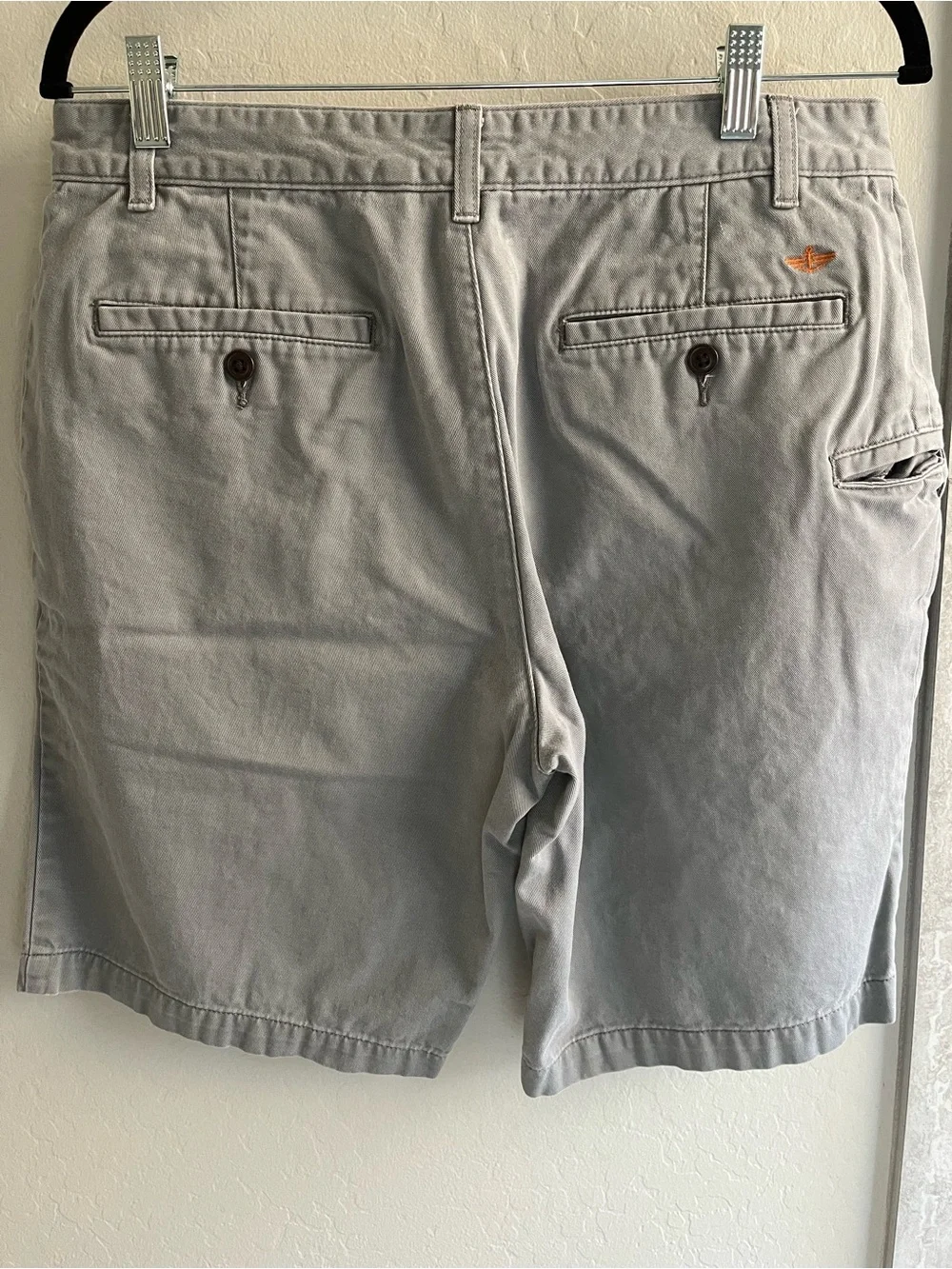 Dockers Men's Flat Front Chino Shorts in Light Gray, 33 Waist